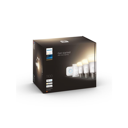 Philips Hue W Starter Kit 9,5W A60 E27 3szt, Bridge, Switch Philips Hue | Hue W Starter Kit 9,5W A60 E27, 3szt, Bridge, Switch | E27 | 9,5W | Ciepła biel 2700K | Bluetooth i Zigbee - 4