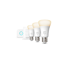 Philips Hue W Starter Kit 9,5W A60 E27 3szt, Bridge, Switch Philips Hue | Hue W Starter Kit 9,5W A60 E27, 3szt, Bridge, Switch | E27 | 9,5W | Ciepła biel 2700K | Bluetooth i Zigbee