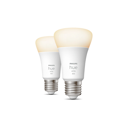 Philips Hue W 9W A60 E27 opakowanie 2 sztuki Philips Hue | Hue W 9W A60 E27, opakowanie 2 sztuki | E27 | 9 W | Ciepła biel 2700K | Bluetooth i Zigbee - 2
