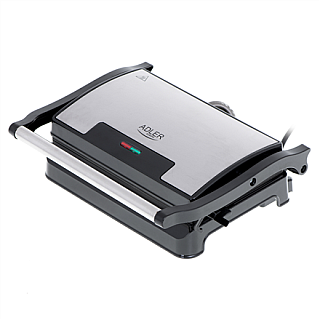 Grill електричний Adler AD 3052 настільний ze stali nierdzewnej 1200 W з антипригарнийmi платаmi та regulowanym nachyleniem talerza