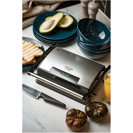 Grill електричний Adler AD 3052 настільний ze stali nierdzewnej 1200 W з антипригарнийmi платаmi та regulowanym nachyleniem talerza - 8