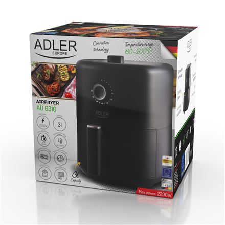 Adler AD 6310 Аерофритюрниця Потужність 2200 W - 2