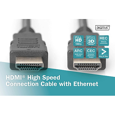 Digitus HDMI High Speed with Ethernet Чоловічий 19-pinowy HDMI typ A - 7