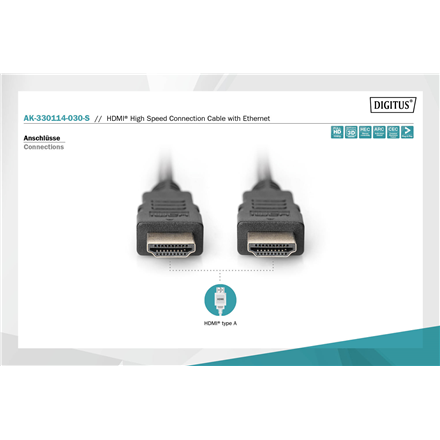 Digitus HDMI High Speed with Ethernet Чоловічий 19-pinowy HDMI typ A - 4