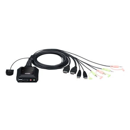 Aten | 2-portowy przełącznik KVM USB 4K HDMI ze zdalnym przełącznikiem portów | CS22H-AT | Miesiące gwarancji - 6