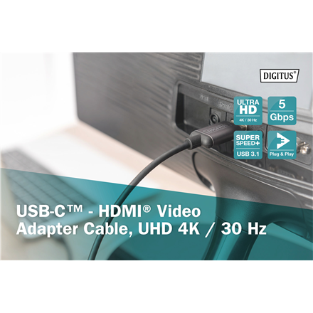 Кабель адаптерa wideo Digitus 19-pinowy HDMI typu A чоловічий - 4