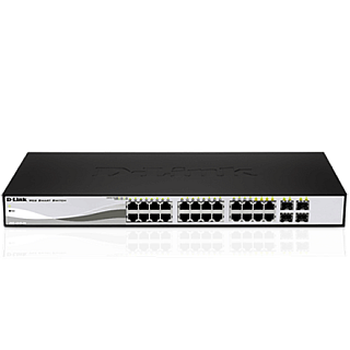 D-LINK DGS-1210-20, Gigabit Smart Комутатор with 16 10/100/1000Base-T ports and 4 Gigabit MiniGBIC (SFP) ports, 802.3x Flow Control…