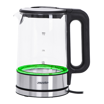 Mesko | Czajnik | MS 1301b | Elektryczny | 1850 W | 1,7 L | Szkło/stal nierdzewna | Podstawa obrotowa 360° | Czarny - 2