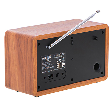 Adler | AD 1184 | Radio DAB+ Bluetooth | Czarny/brązowy | Funkcja alarmu - 4