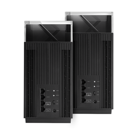 Asus | Wireless Wifi 6E Tri-band Gigabit Router | ZenWiFi Pro ET12 (2-Pack) | 802.11ax | 1148+4804+4804 Mbit/s | 10/100/1000/11000 Mbit/s | Porty Ethernet LAN (RJ-45) 3 | Obsługa sieci mesh Tak | MU-M - 2