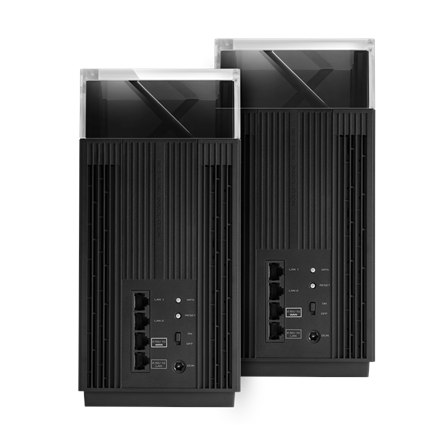 Asus | Wireless Wifi 6E Tri-band Gigabit Router | ZenWiFi Pro ET12 (2-Pack) | 802.11ax | 1148+4804+4804 Mbit/s | 10/100/1000/11000 Mbit/s | Porty Ethernet LAN (RJ-45) 3 | Obsługa sieci mesh Tak | MU-M - 10
