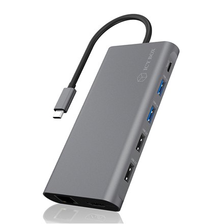 Raidsonic | Stacja dokująca 12-w-1 USB Type-C z PD 100W | BOX IB-DK4050-CPD | Stacja dokująca | Porty Ethernet LAN (RJ-45) 1 | Porty VGA (D-Sub) w ilości | Porty DisplayPorts w ilości | Porty USB 3.0 - 3