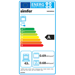 Simfer | Kuchenka | 5405SERGG | Typ płyty gazowa | Typ piekarnika elektryczna | Stal nierdzewna | Szerokość 50 cm | Zapłon elektroniczny | Głębokość 60 cm | 43 L