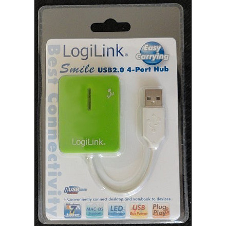 4-portowy koncentrator Logilink | USB 2.0, Smile, зелений - 3