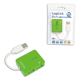 4-portowy koncentrator Logilink | USB 2.0, Smile, зелений