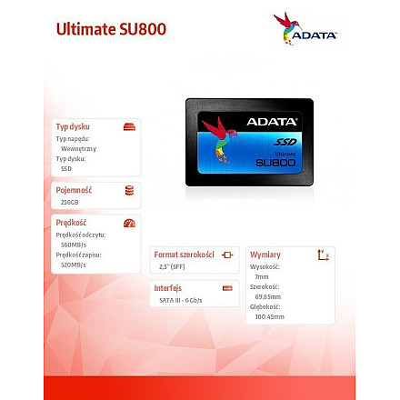 ADATA Ultimate SU800 256 GB Format накопичувачu SSD 2,5