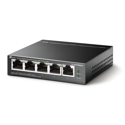 TP-LINK | Switch | TL-SG1005LP | Niezarządzalny | Desktop | Mbit/s | Ilość portów 10/100 Mbps (RJ-45) | Typ anteny | Ilość portów PoE | Ilość portów PoE+ 4 | Typ zasilacza Zewnętrzny - 2