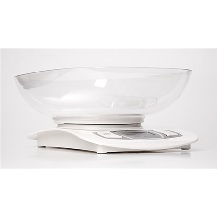 Adler AD 3137 Kitchen scale, Capacity 5 kg, Division 1 g, Large LCD display, Automatic zeroing/Auto-off, Large bowl, White Adler - 2