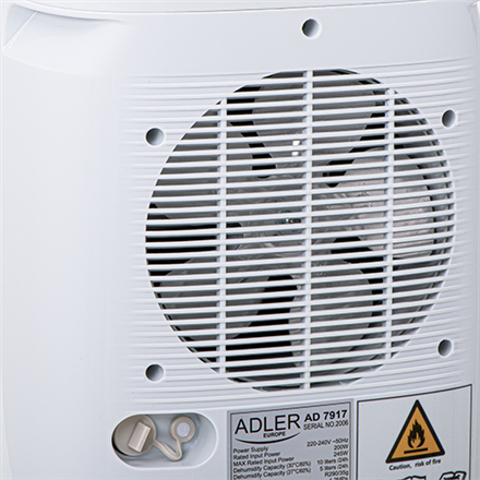 Adler | Osuszacz powietrza | AD 7917 | Moc 200 W | Odpowiedni do pomieszczeń do 60 m³ | Odpowiedni do pomieszczeń do m² | Pojemność zbiornika na wodę 2,2 L | Biały - 3