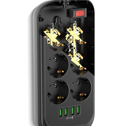 ColorWay CW-CHE64B Power Socket Colorway:6 plugs/4USB Black 2M - 14