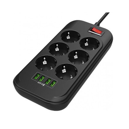 ColorWay CW-CHE64B Power Socket Colorway:6 plugs/4USB Black 2M - 8