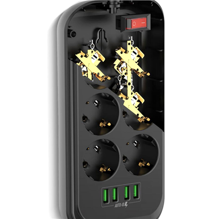 ColorWay CW-CHE64B Power Socket Colorway:6 plugs/4USB Black 2M - 7