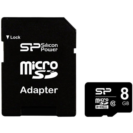 Silicon Power | 8 GB | MicroSDHC | Памʼять flash klasa 10 | Адаптер SD - 1