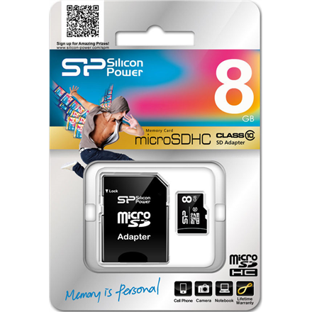 Silicon Power | 8 GB | MicroSDHC | Памʼять flash klasa 10 | Адаптер SD - 2