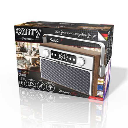 Camry | CR 1183 | Radio Bluetooth | 16 W | AUX in | Drewniane - 7