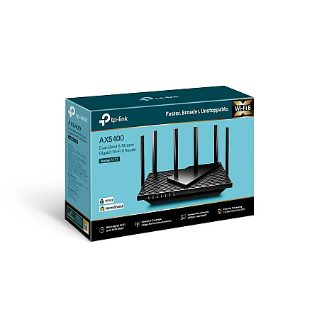 TP-LINK | Archer AX73 | 802.11ax | 4804+574 Mbit/s | 10/100/1000 Mbit/s | Ethernet LAN (RJ-45) porty 4 | Mesh Support No | MU-MiMO Yes | No mobile broadband | Antenna type 6xExternal | 1× USB 3.0 - 6