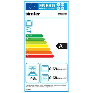 Simfer | Kuchenka | 5405SERBB | Typ płyty gazowa | Typ piekarnika elektryczna | Biały | Szerokość 50 cm | Zapłon elektroniczny | Głębokość 60 cm | 43 L