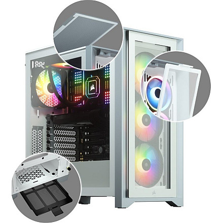 Corsair | Obudowa Mid-Tower ATX ze szkłem hartowanym | iCUE 4000X RGB | Okno boczne | Mid-Tower | Biały | Zasilacz w zestawie Nie | ATX - 16