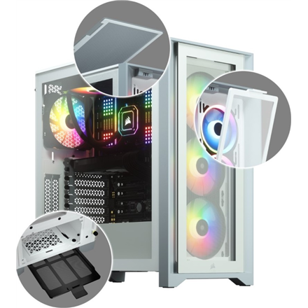 Corsair | Obudowa Mid-Tower ATX ze szkłem hartowanym | iCUE 4000X RGB | Okno boczne | Mid-Tower | Biały | Zasilacz w zestawie Nie | ATX - 7