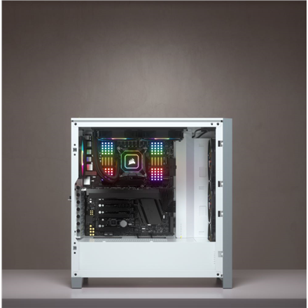 Corsair | Obudowa Mid-Tower ATX ze szkłem hartowanym | iCUE 4000X RGB | Okno boczne | Mid-Tower | Biały | Zasilacz w zestawie Nie | ATX - 8