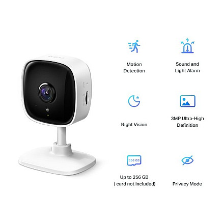 TP-LINK | Home Security Wi-Fi Camera | Tapo C110 | Cube | 3 MP | 3.3mm/F/2.0 | Tryb prywatności, alarm dźwiękowy i świetlny, wykrywanie ruchu i powiadomienia, zaawansowany noktowizor | H.264 | Micro S - 6