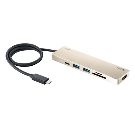 Aten UH3239 USB-C Multiport Mini Dock with Power Pass-Through Aten | USB-C Multiport Mini Dock with Power Pass-Through | UH3239 | Stacja dokująca | Porty Ethernet LAN (RJ-45) | Porty VGA (D-Sub) ilość - 4
