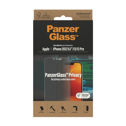 PanzerGlass | Ochraniacz ekranu - szkło - z filtrem prywatności | Apple iPhone 13, 13 Pro, 14 | Czarny | Przezroczysty - 8
