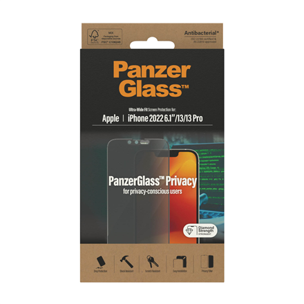 PanzerGlass | Ochraniacz ekranu - szkło - z filtrem prywatności | Apple iPhone 13, 13 Pro, 14 | Czarny | Przezroczysty - 4