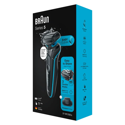 Braun | Golarka | 51-M1200s | Czas pracy (maks.) 50 min | Na mokro i sucho | Czarny/miętowy - 3