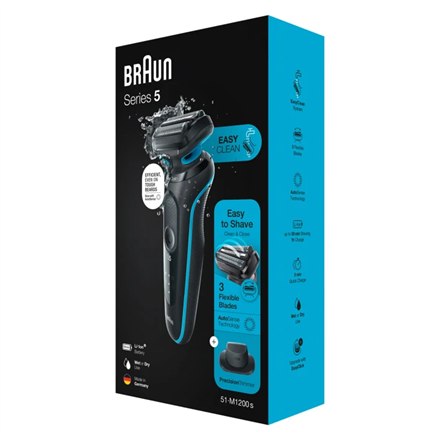 Braun | Golarka | 51-M1200s | Czas pracy (maks.) 50 min | Na mokro i sucho | Czarny/miętowy - 6