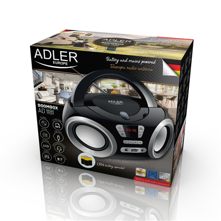 Adler | AD 1181 | CD Boombox | Динаміки | USB Підключення - 7