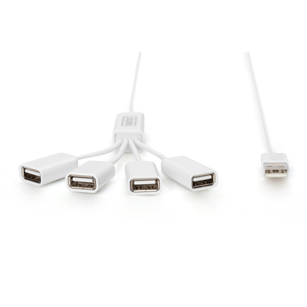 Концентратор кабельний Digitus | USB 2.0, 4-портовий, 4x USB A/F, 1x USB A самець, DC2,5 mm (блок живлення не входить до комплекту) |… - 2
