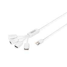 Концентратор кабельний Digitus | USB 2.0, 4-портовий, 4x USB A/F, 1x USB A самець, DC2,5 mm (блок живлення не входить до комплекту) |…
