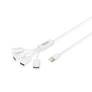 Koncentrator kablowy Digitus | USB 2.0, 4-portowy, 4x USB A/F, 1x USB A męski, DC2,5 mm (zasilacz nie wchodzi w skład zestawu) | DA-70216