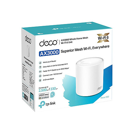 TP-LINK AX3000 Whole Home Mesh WiFi 6 Unit Deco X50 (1-pack) 802.11ax - 2