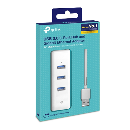 TP-LINK | 3-portowy koncentrator USB 3.0 i karta Gigabit Ethernet 2 w 1 adapter USB | UE330 - 3