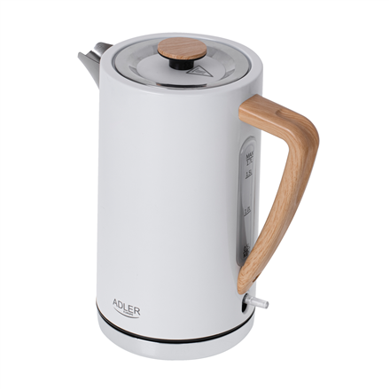 Електрочайник Adler AD 1347w, 2200 W, 1.5 L, ze stali nierdzewnej, білий, obrotowa podstawa 360°. - 2