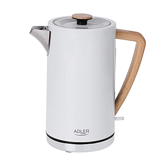 Електрочайник Adler AD 1347w, 2200 W, 1.5 L, ze stali nierdzewnej, білий, obrotowa podstawa 360°.