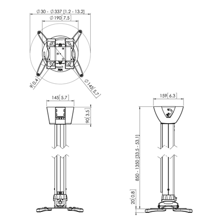 Стельовий кронштейн для проектора Vogels PPC1585, білий - 3