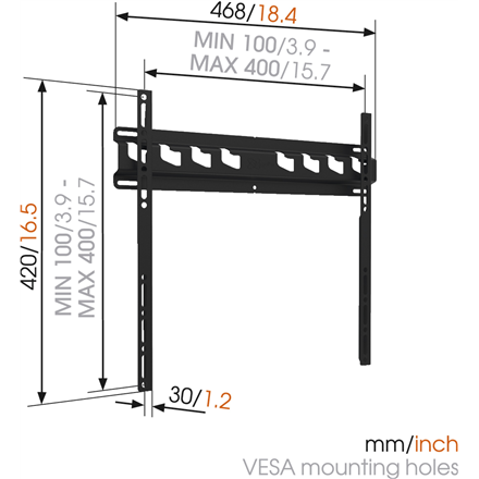 Vogels | Uchwyt ścienny | MA3000-A | Nieruchomy | 32-55 " | Maksymalne obciążenie 60 kg | Czarny - 3